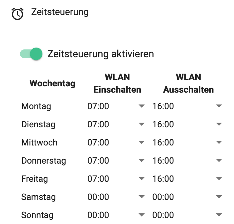 Access-Point mit Zeitsteuerung